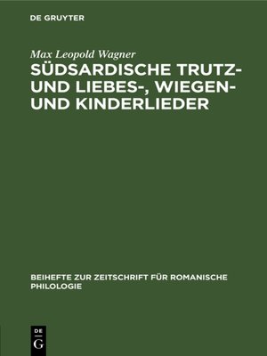 cover image of Südsardische Trutz- und Liebes-, Wiegen- und Kinderlieder